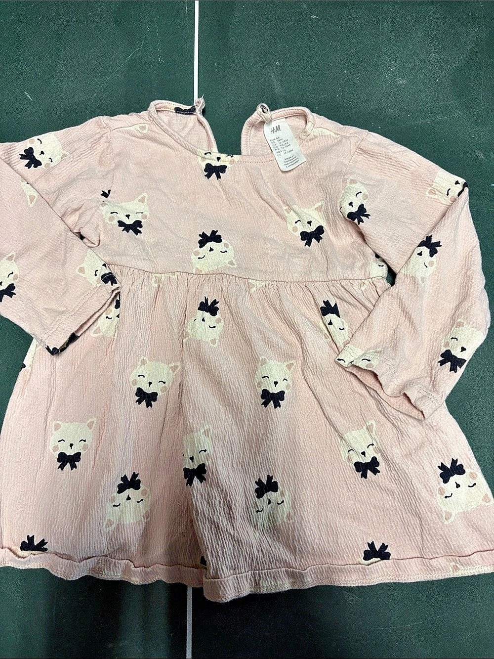 H&M Crinkled Jersey Dress Pink & White Baby 18M